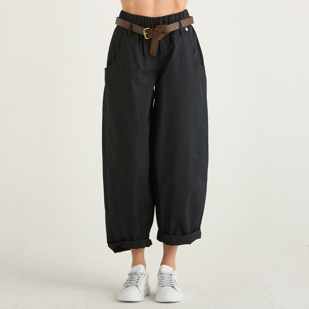 Souvenir pantalone in popeline nero