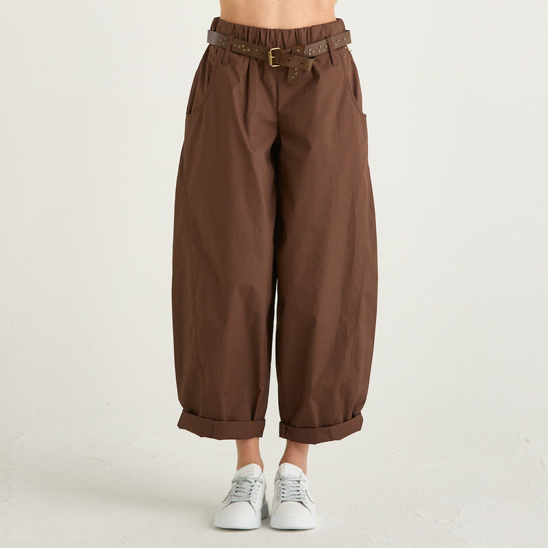 Souvenir pantalone in popeline marrone