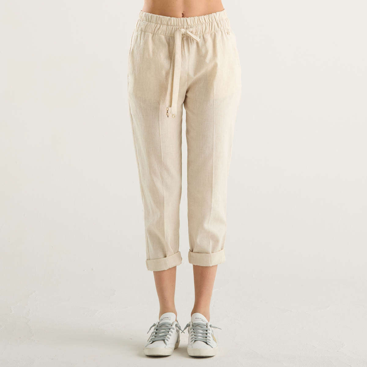 Souvenir pantalone leggero in tessuto panna