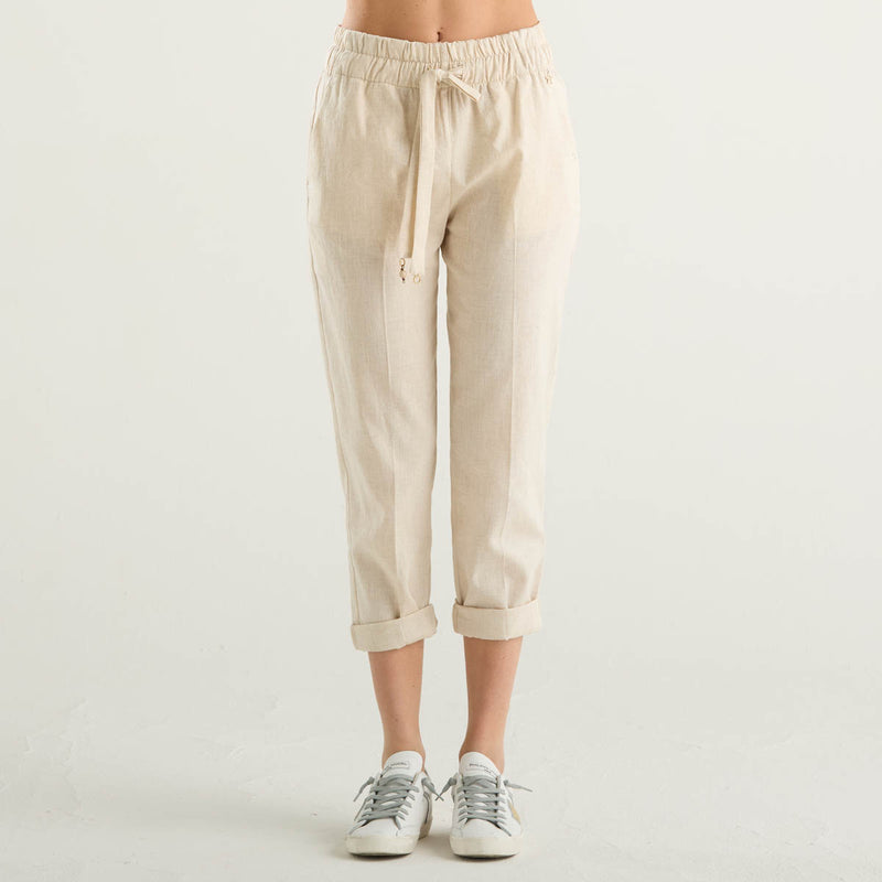 Souvenir pantalone leggero in tessuto panna