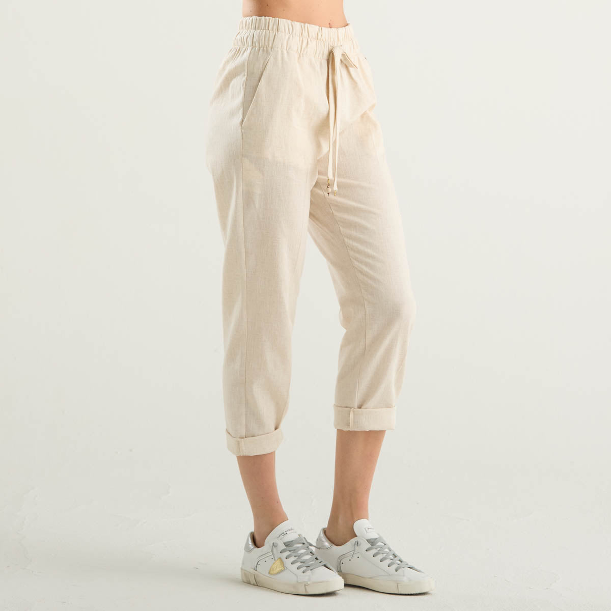 Souvenir pantalone leggero in tessuto panna