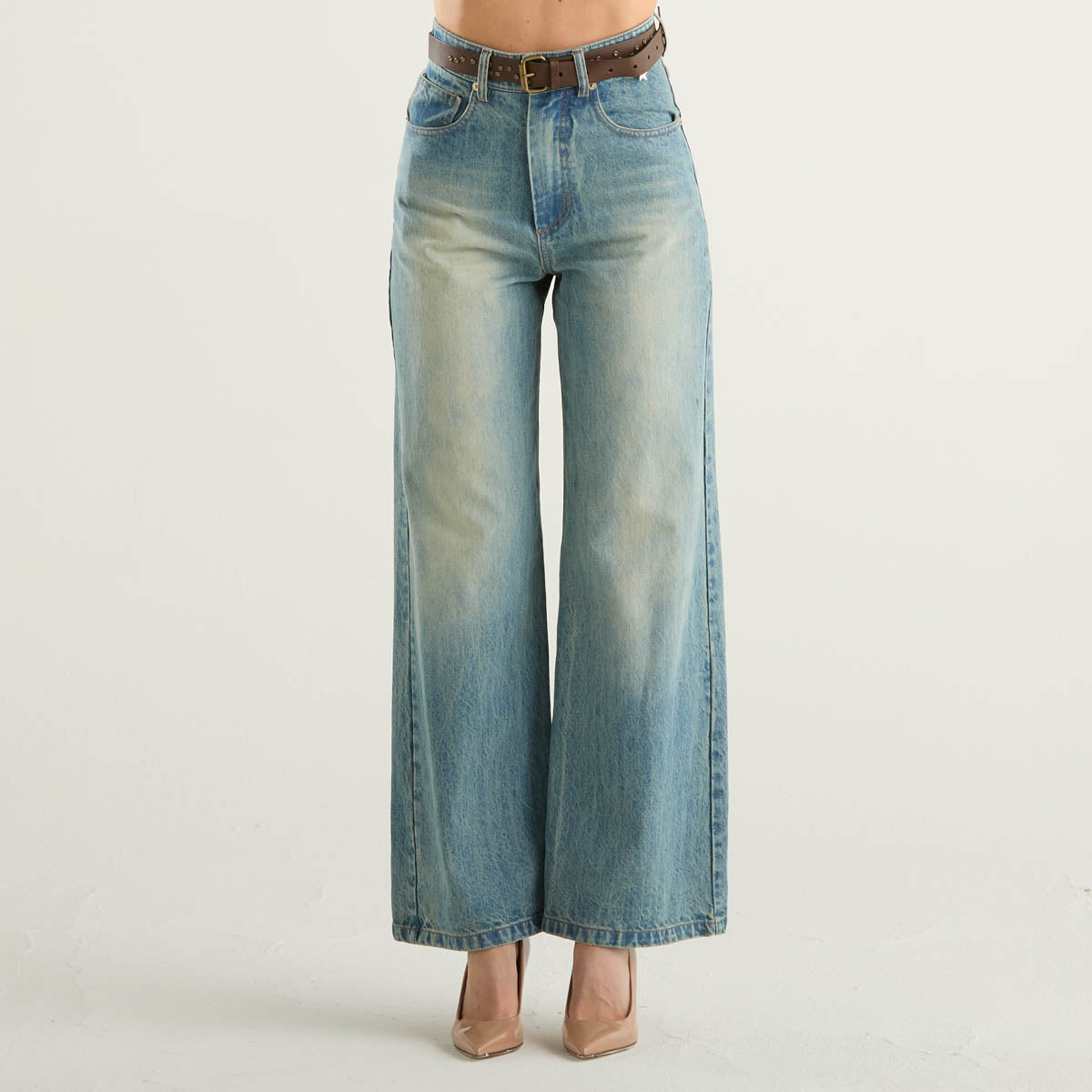 Souvenir jeans a vita alta a palazzo con cintura