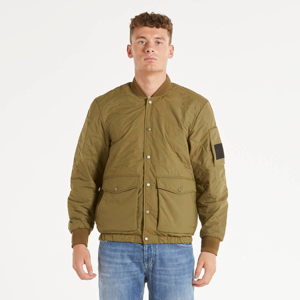 Replay bomber bottoni tessuto verde