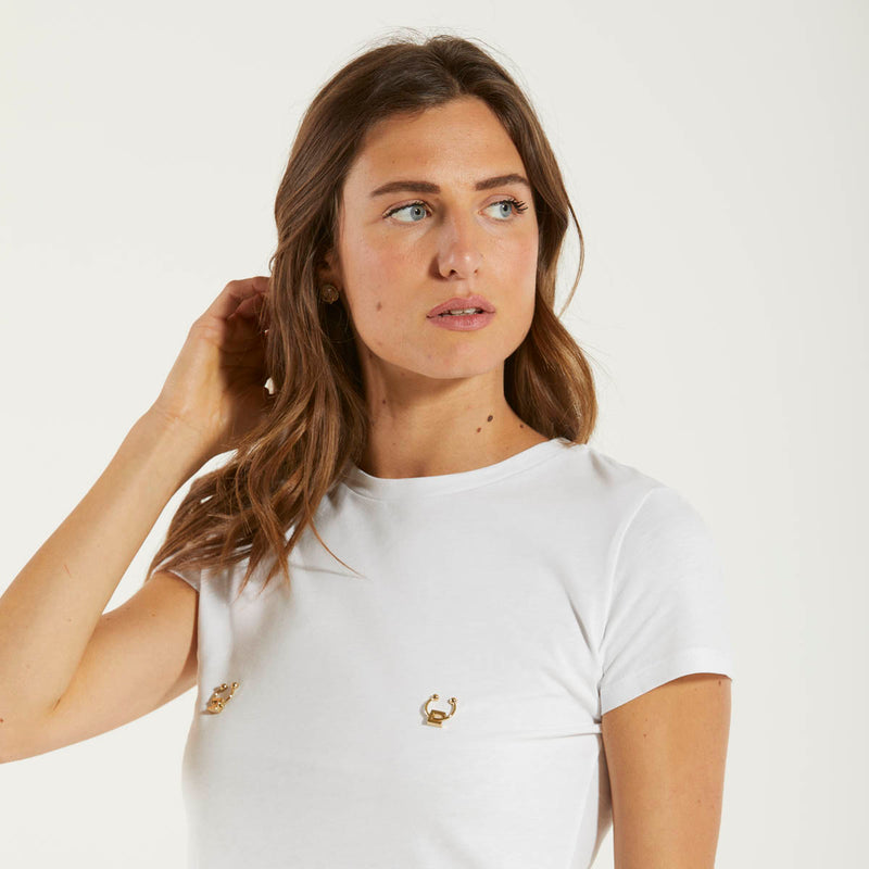 Elisabetta Franchi t-shirt in jersey con piercing