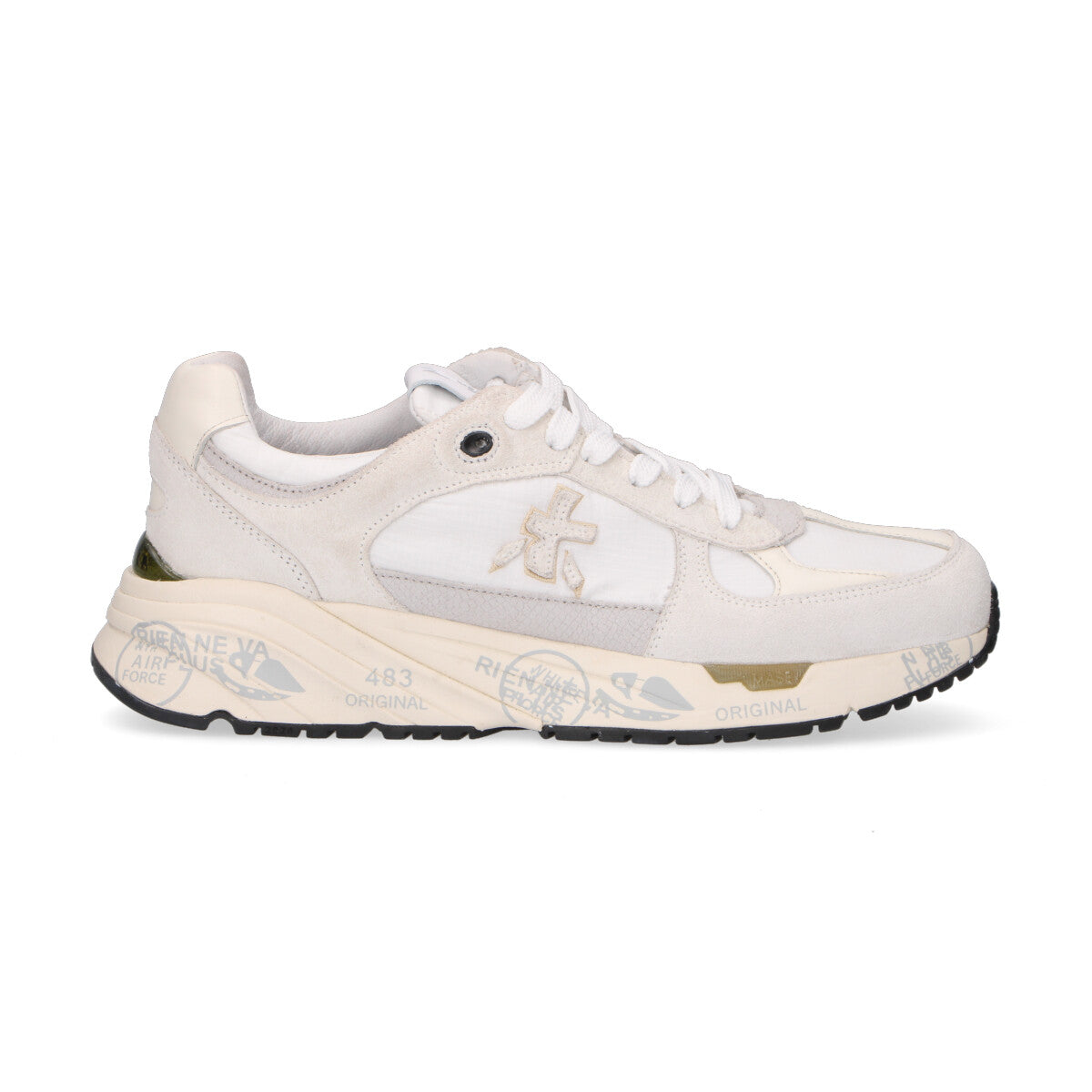 Premiata sneaker Mased camoscio bianca