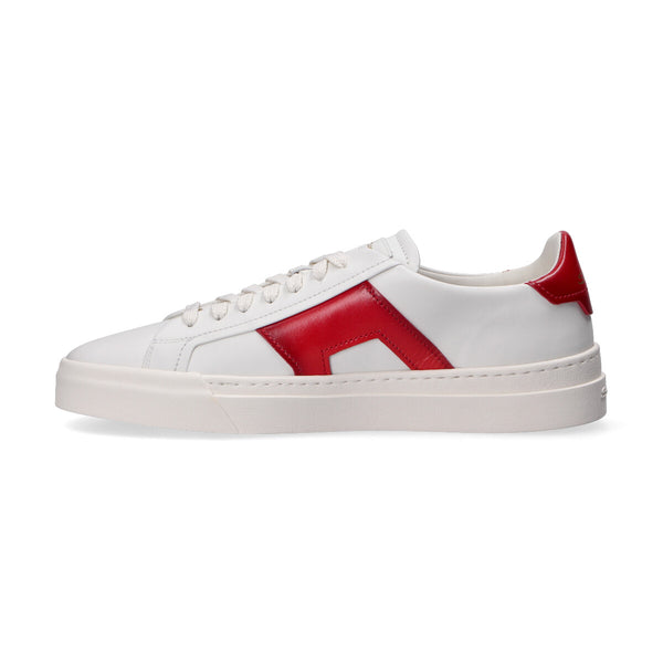 Santoni sneaker low top pelle bianca rossa