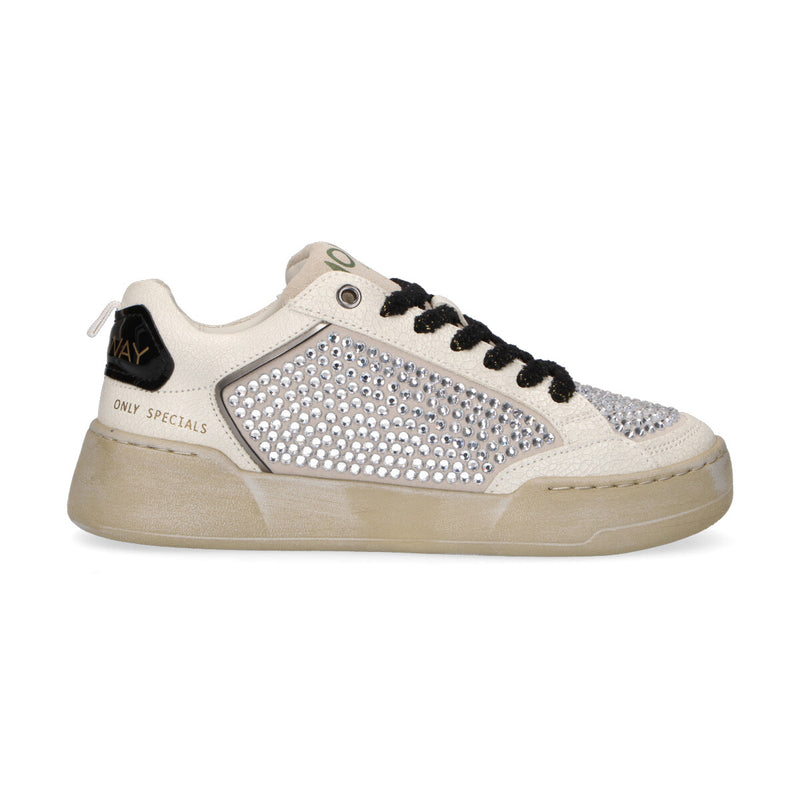 MonoWay sneaker Megan pelle strass bianca