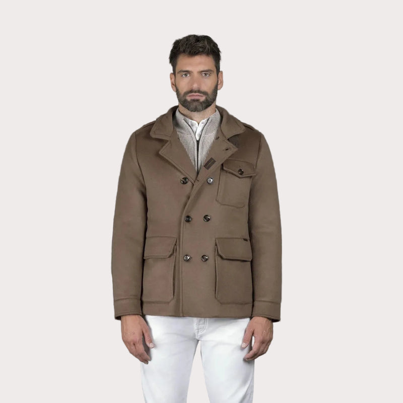 Moorer giaccone doppiopetto in tessuto beaver