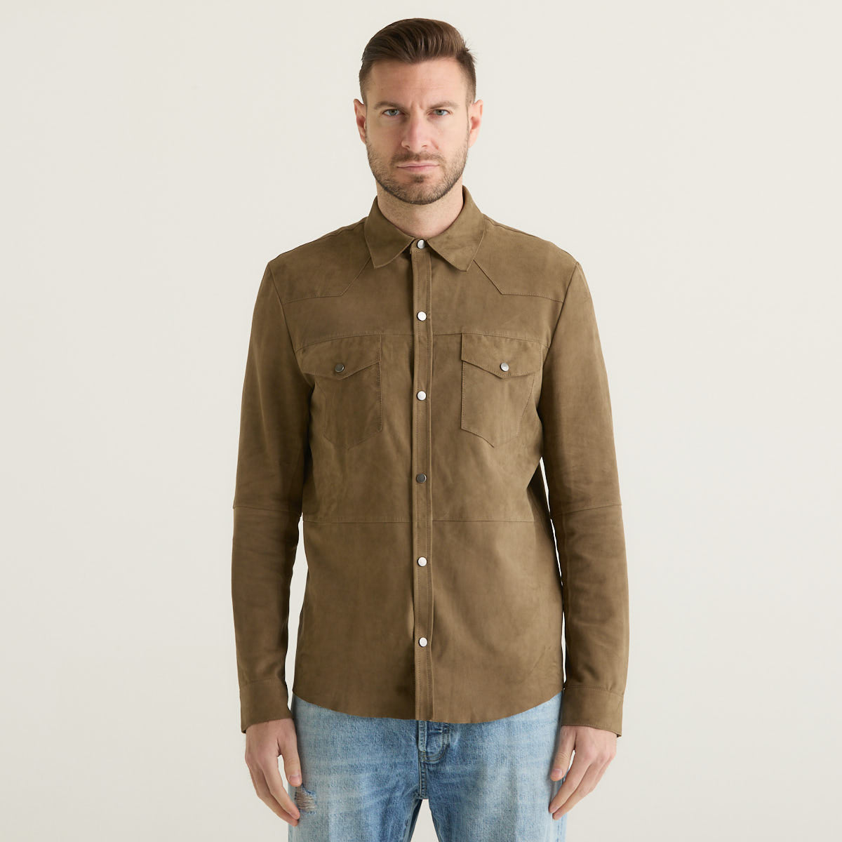 Minoronzoni field jacket scamosciata beige