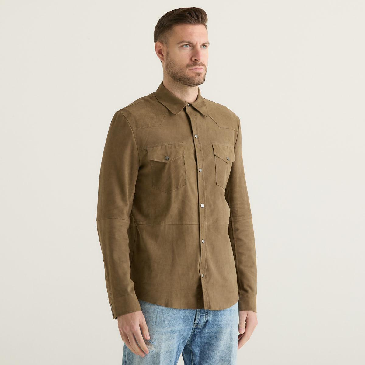Minoronzoni field jacket scamosciata beige