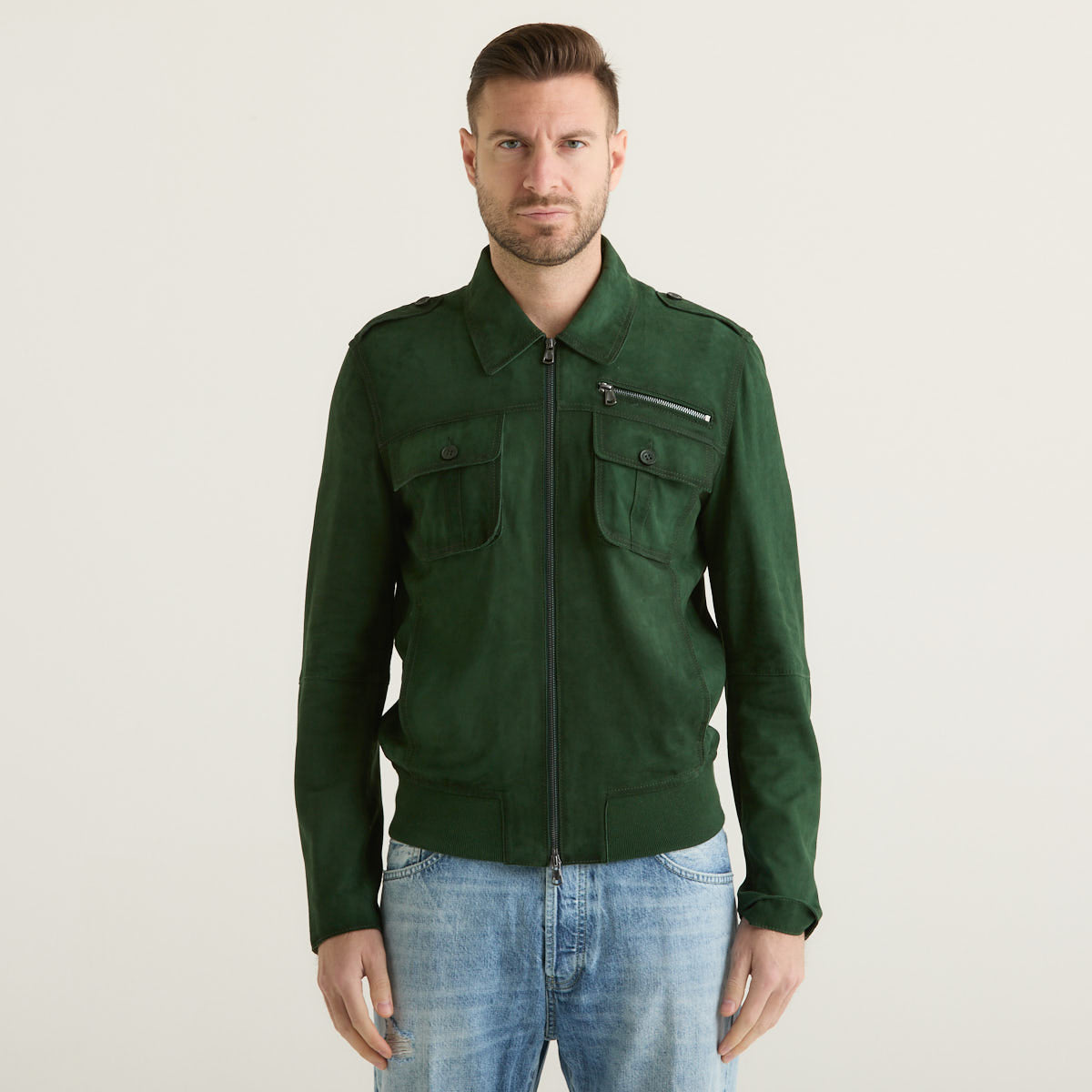 Minoronzoni giubbino in camoscio verde