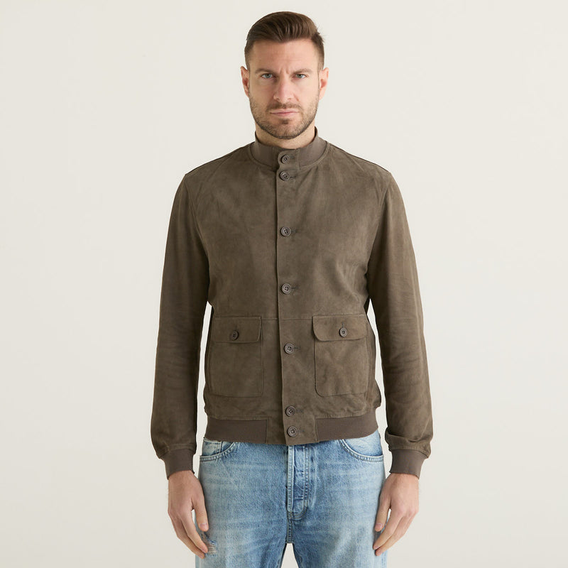 Minoronzoni giubbotto in camoscio tortora