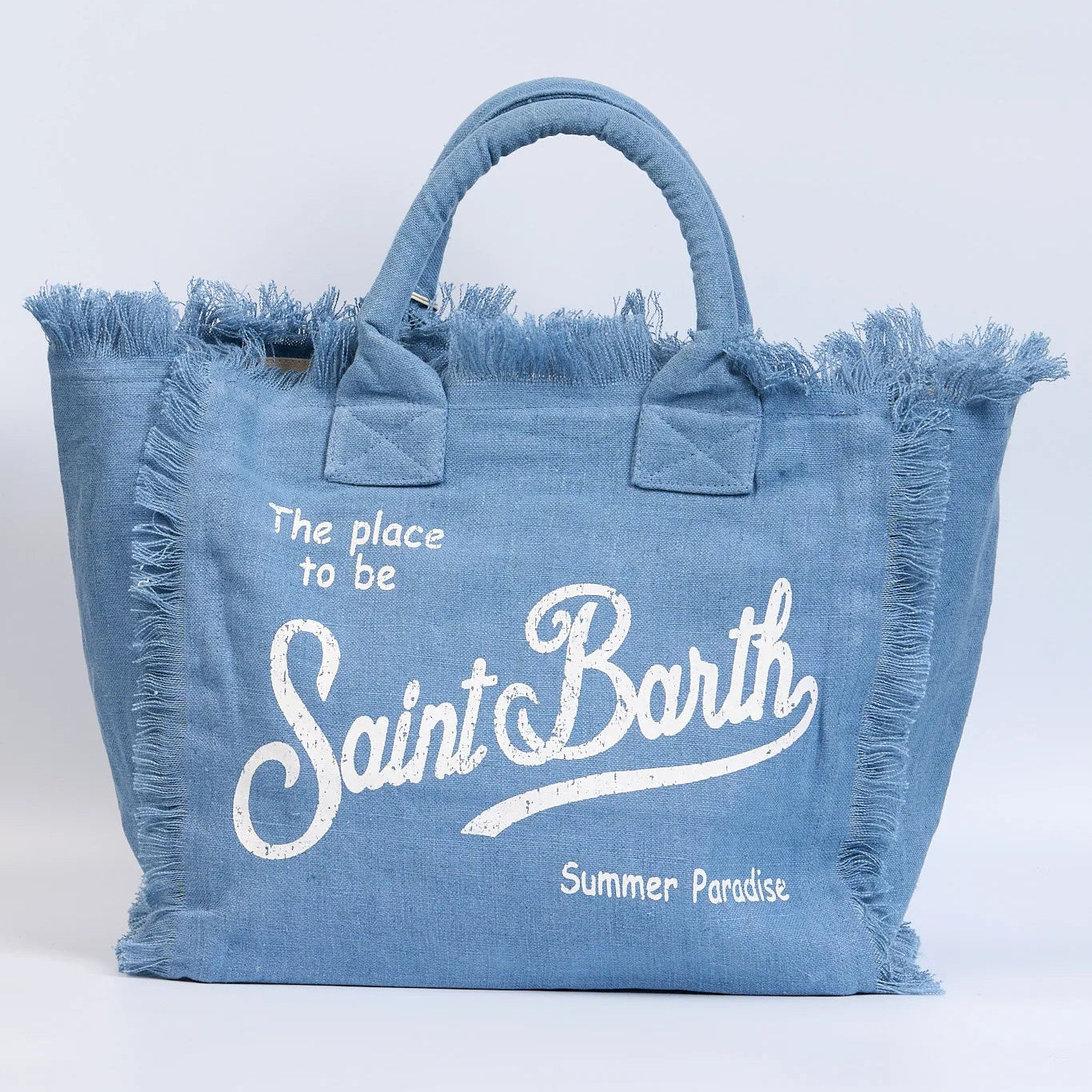 Mc2 Saint Barth borsa Vanity in lino azzurra