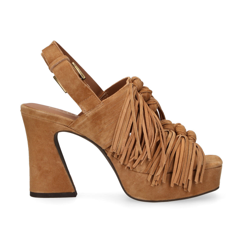 Ash sandalo Oprah con frange in camoscio beige