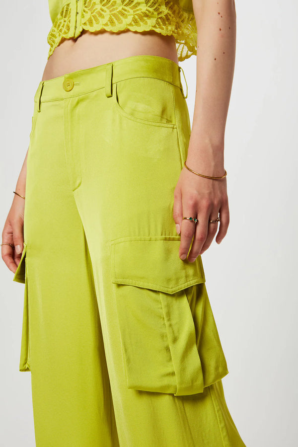 ISABELLE BLANCHE PANTALONE CARGO VERDE LIME