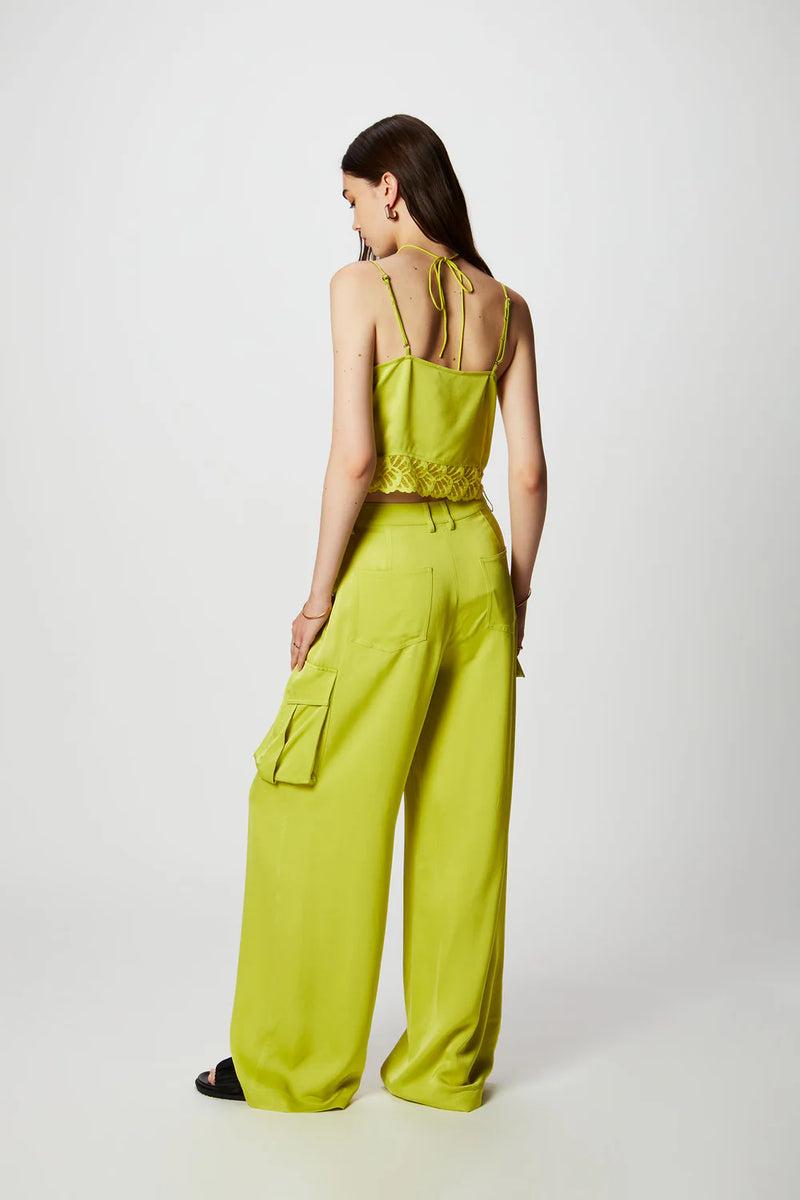 ISABELLE BLANCHE PANTALONE CARGO VERDE LIME