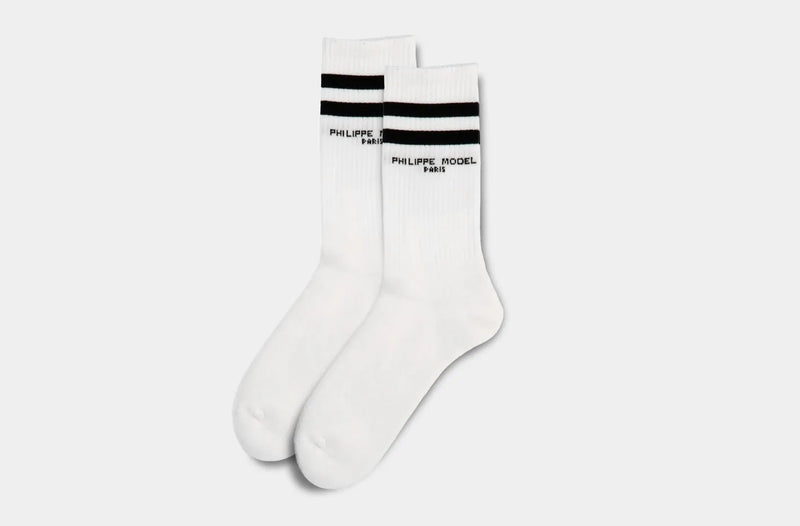 Philippe Model Calzini in cotone bianco nero