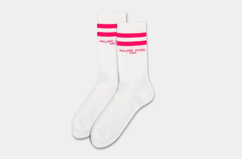 Philippe Model Calzini in cotone con bianco fucsia