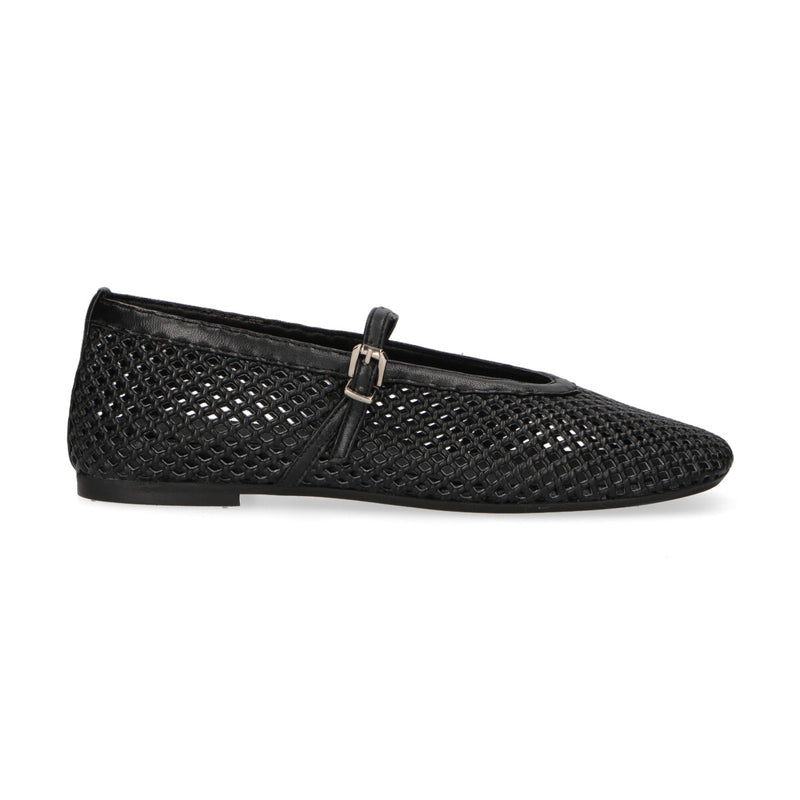 Poeve ballerina Stacy in pelle traforata nera