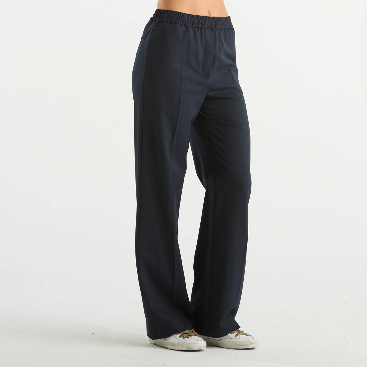 Maxmara pantalone con coulisse in tessuto blu