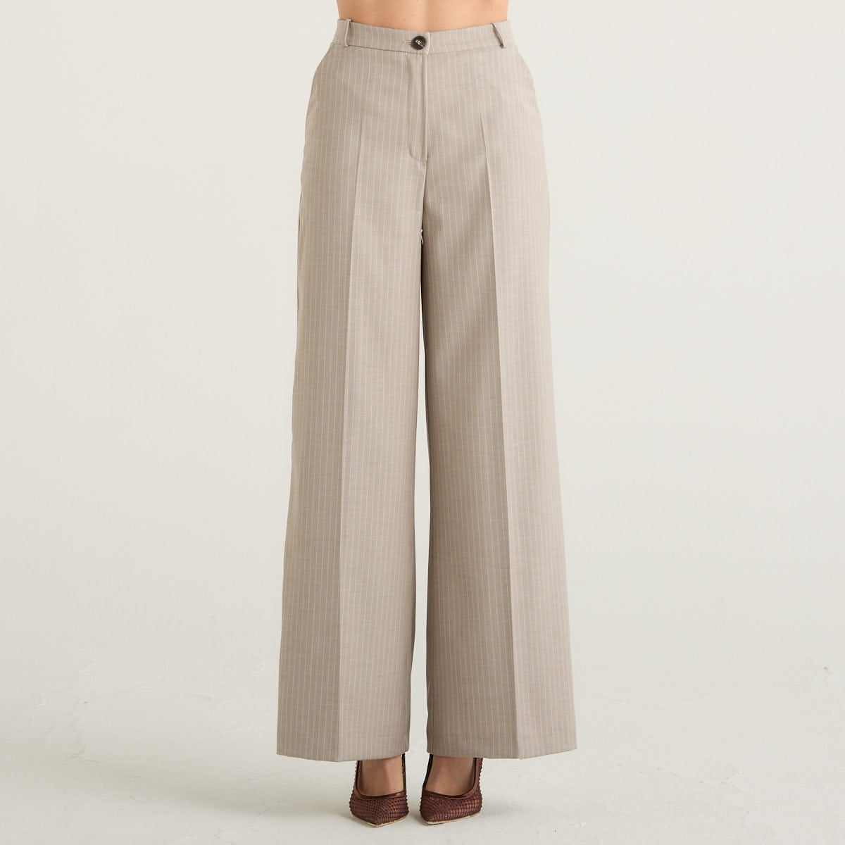 Haveone pantalone a palazzo gessato