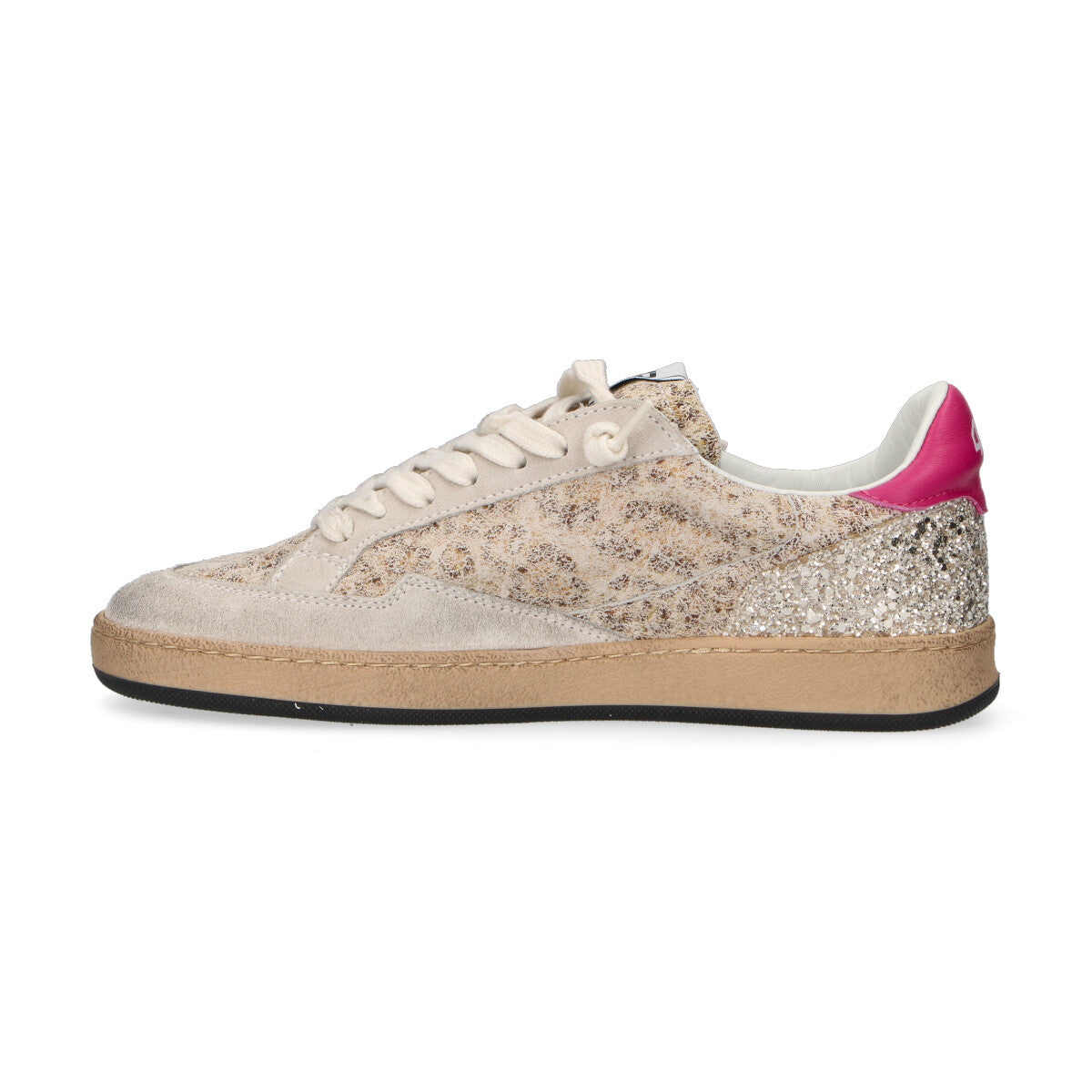 4B12 sneaker Playnew in camoscio strass argento