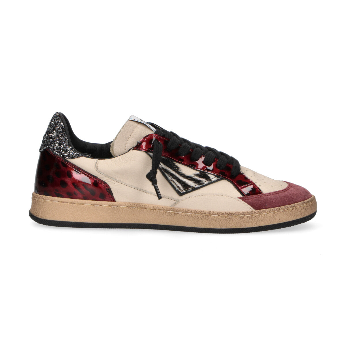 4B12 sneaker Playnew pelle lucida bordeaux