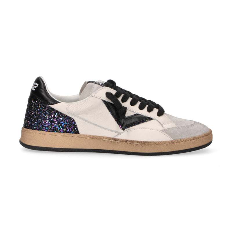 4B12 sneaker Playnew pelle bianca glitter viola