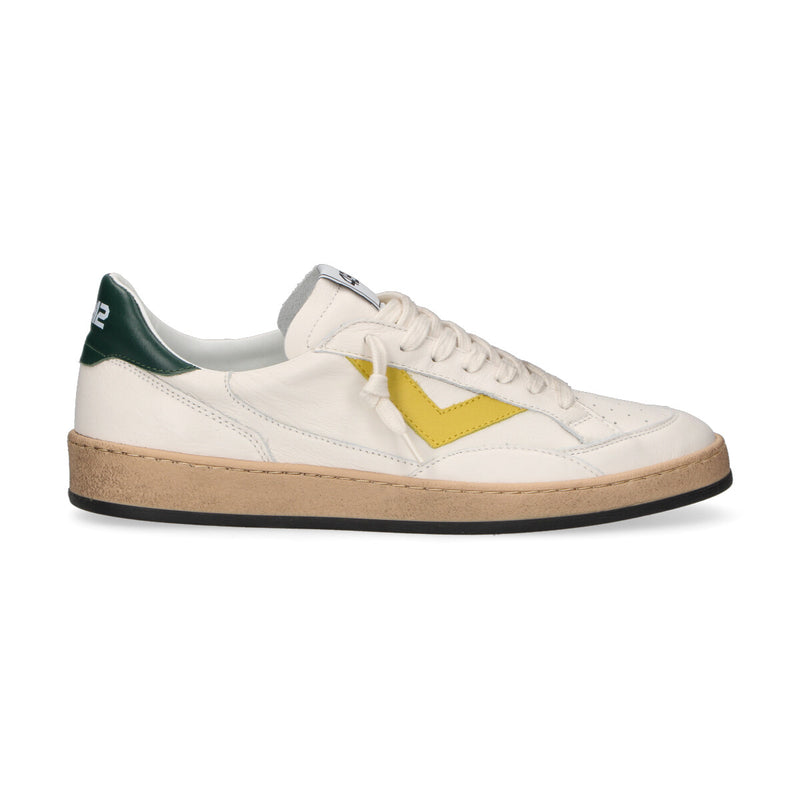 4B12 sneaker Playnew in pelle bianca gialla