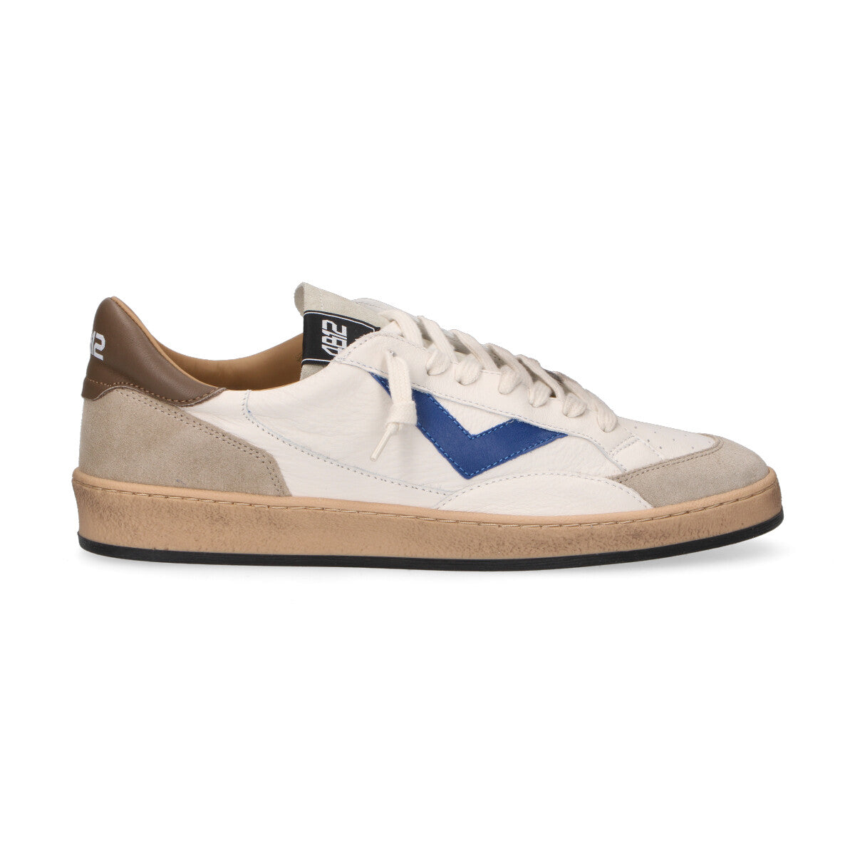 4B12 sneaker Playnew in pelle bianca blu