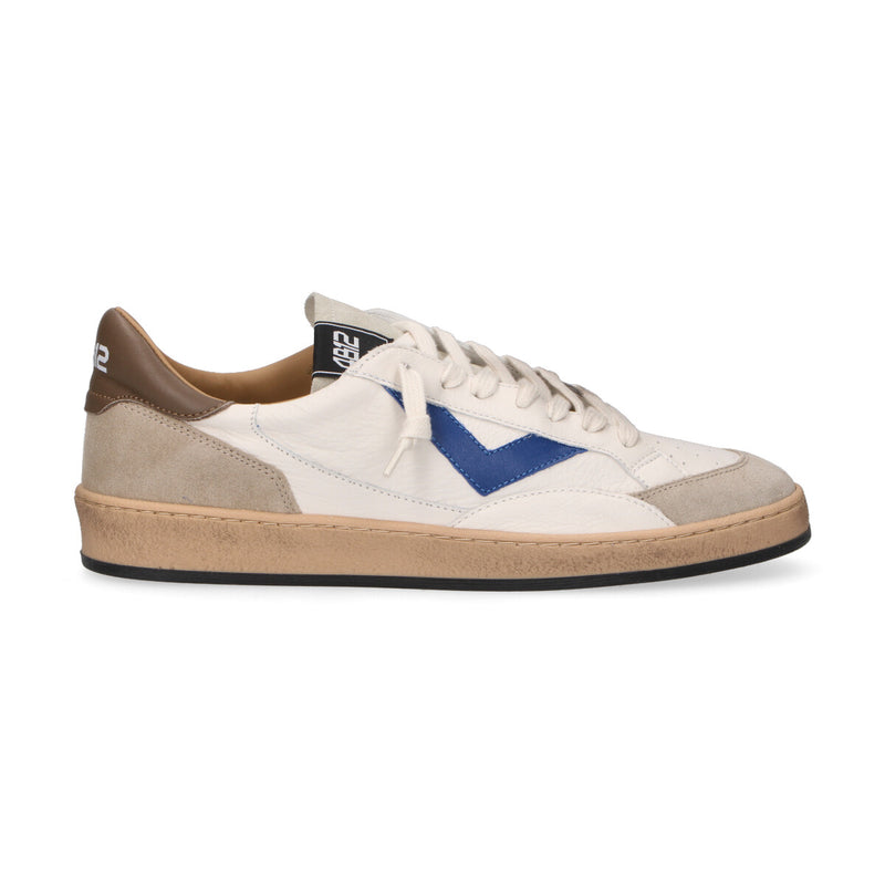 4B12 sneaker Playnew in pelle bianca blu