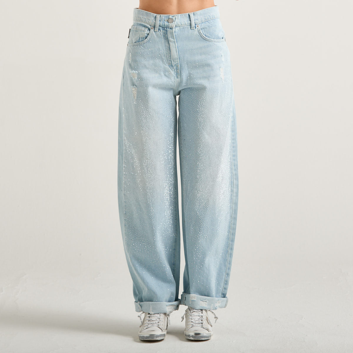Haveone jeans bella con strass denim chiaro