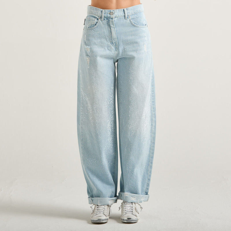 Haveone jeans bella con strass denim chiaro