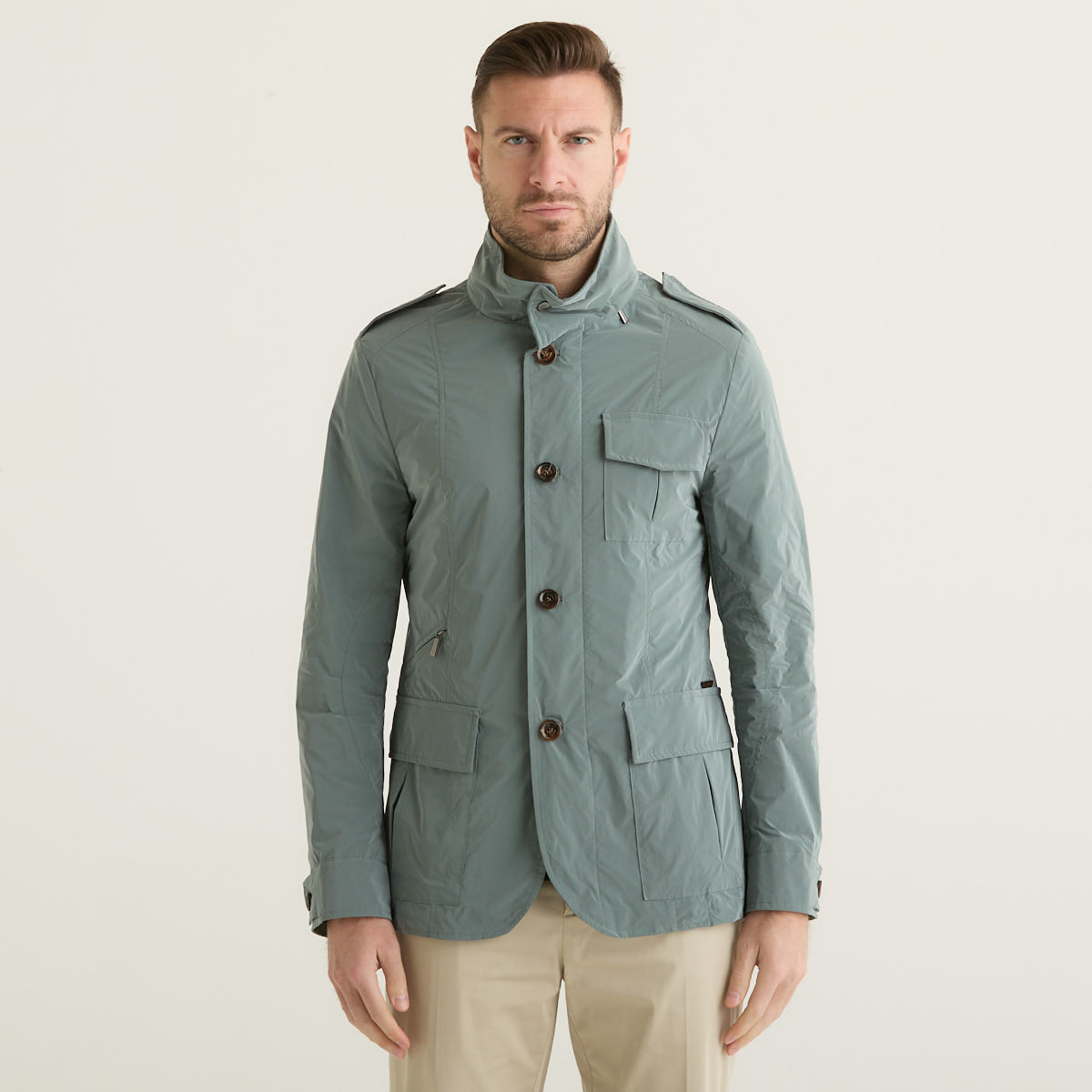 Moorer giacca porto in tessuto verde acqua
