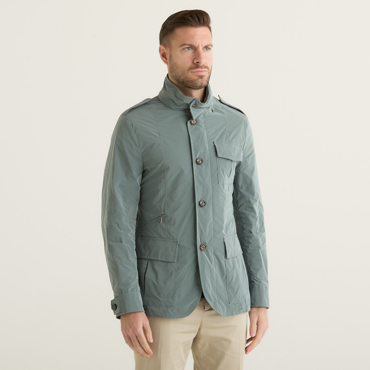 Moorer giacca porto in tessuto verde acqua