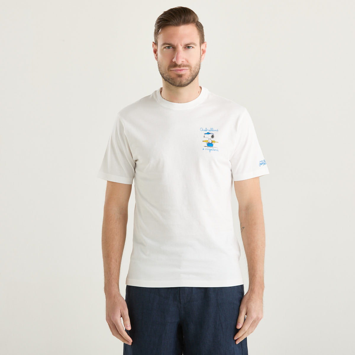 Mc2 Saint Barth t-shirt "ombrelloni" cotone bianca