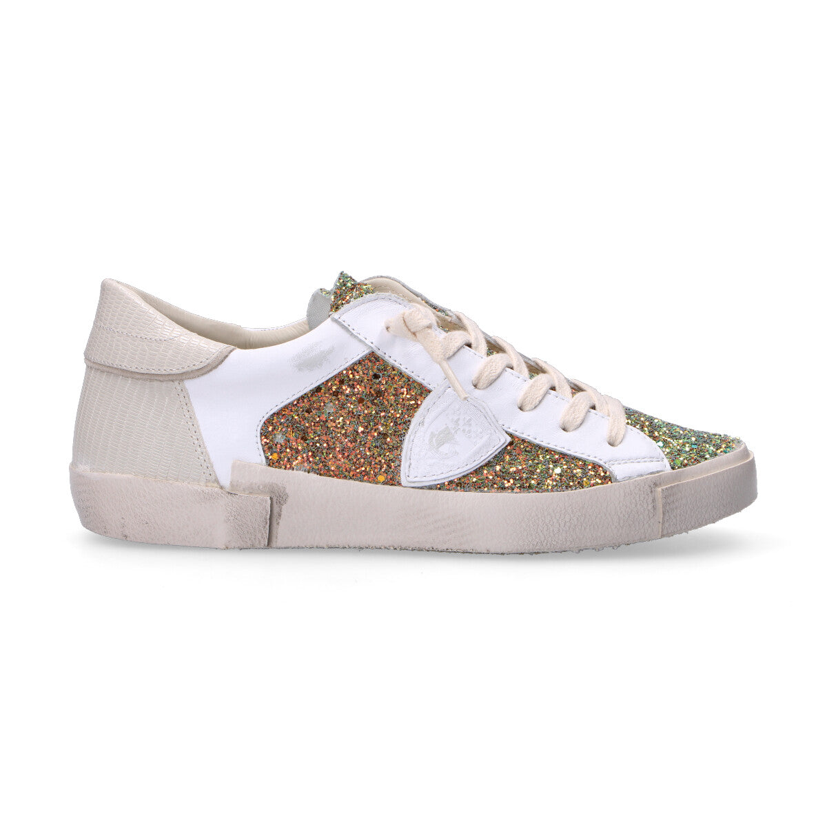 Philippe Model sneaker PRSX bianca glitter oro