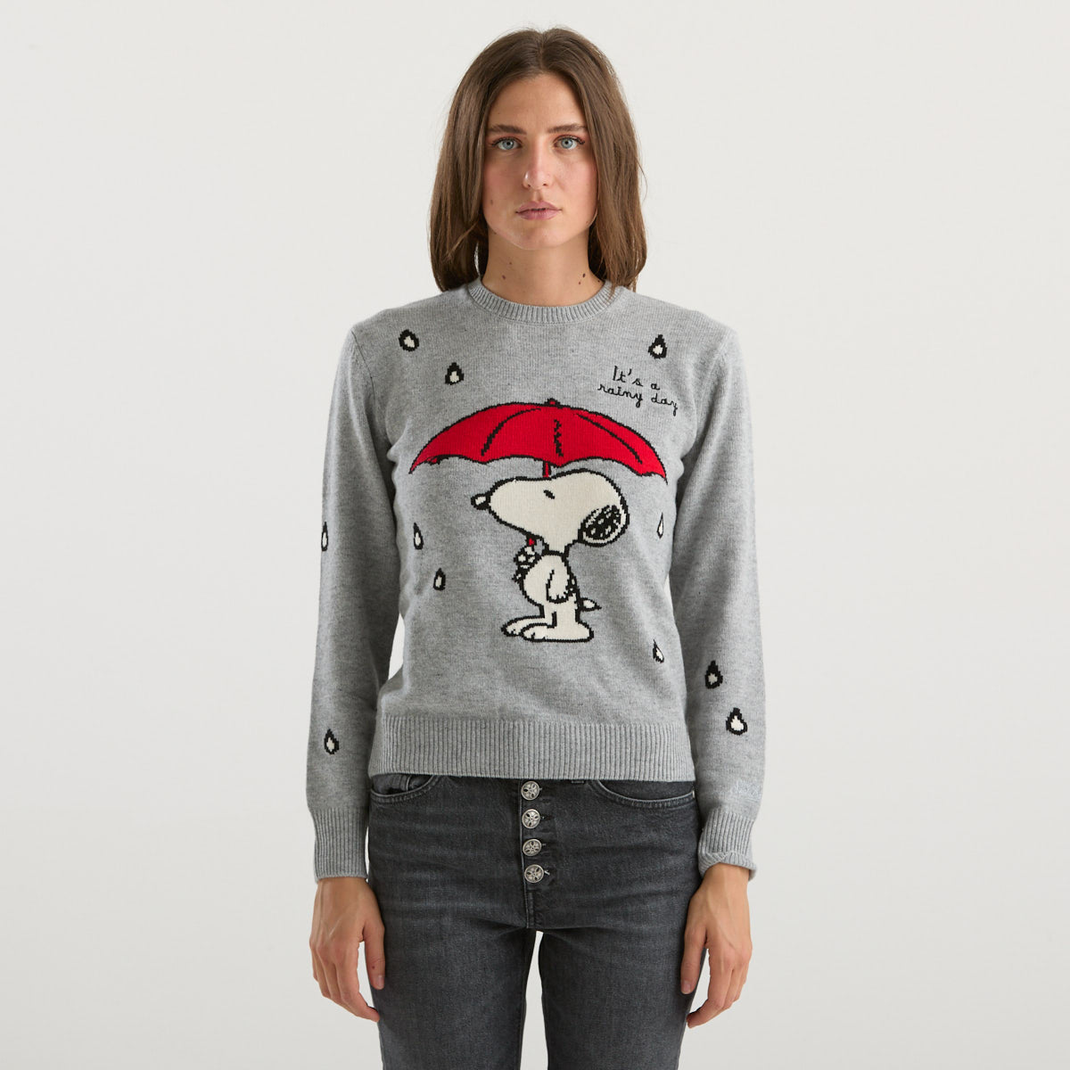 Mc2 Saint Barth maglione snoopy loves rain grigio