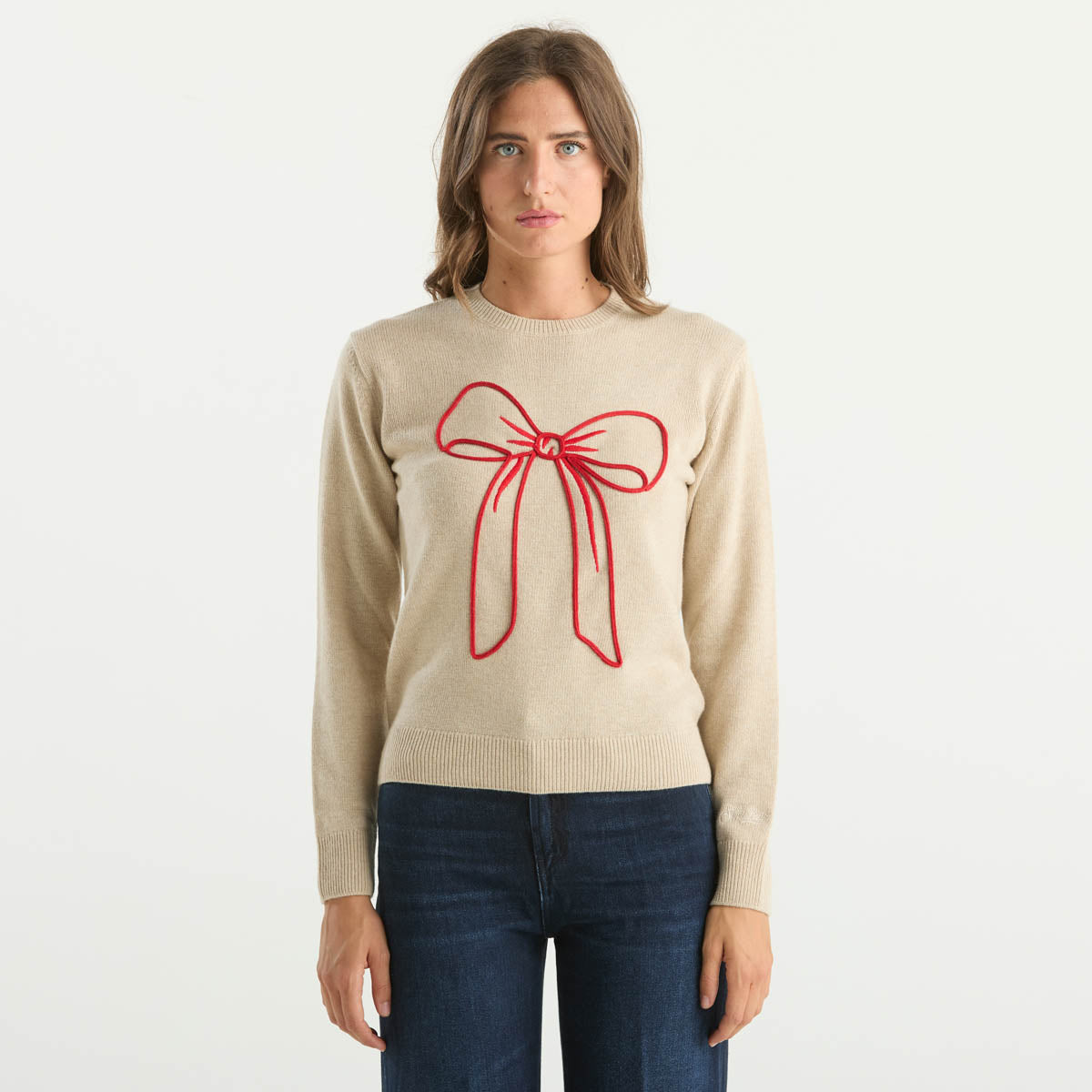 Mc2 Saint Barth maglione new queen big bow beige