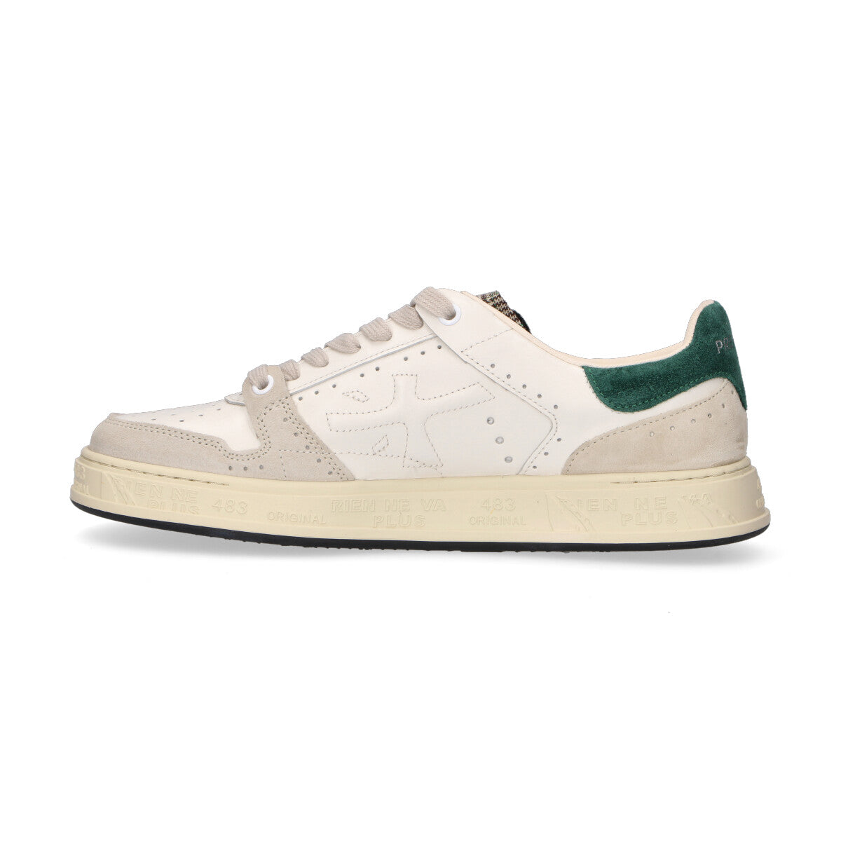 Premiata sneaker Quinn pelle bianca verde
