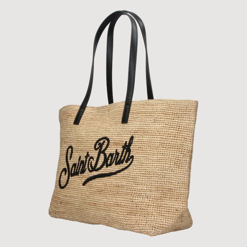 Mc2 Saint Barth borsa City in raffia nera