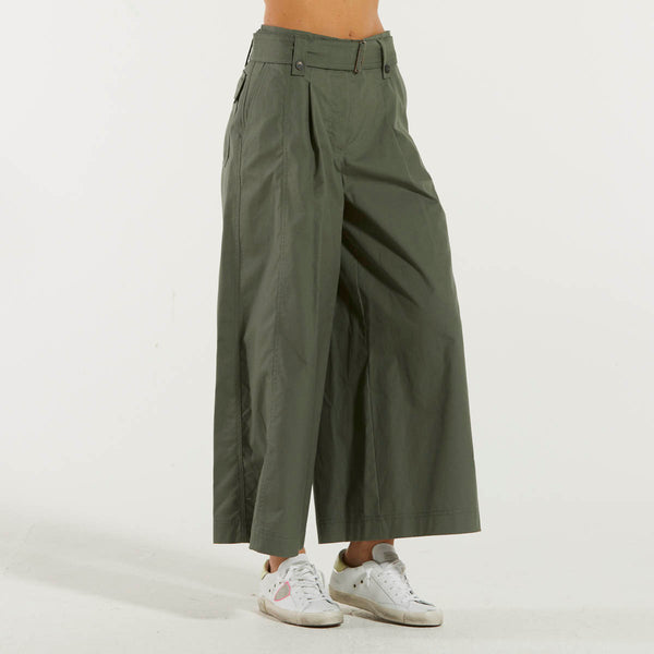 Maxmara pantalone tessuto verde militare