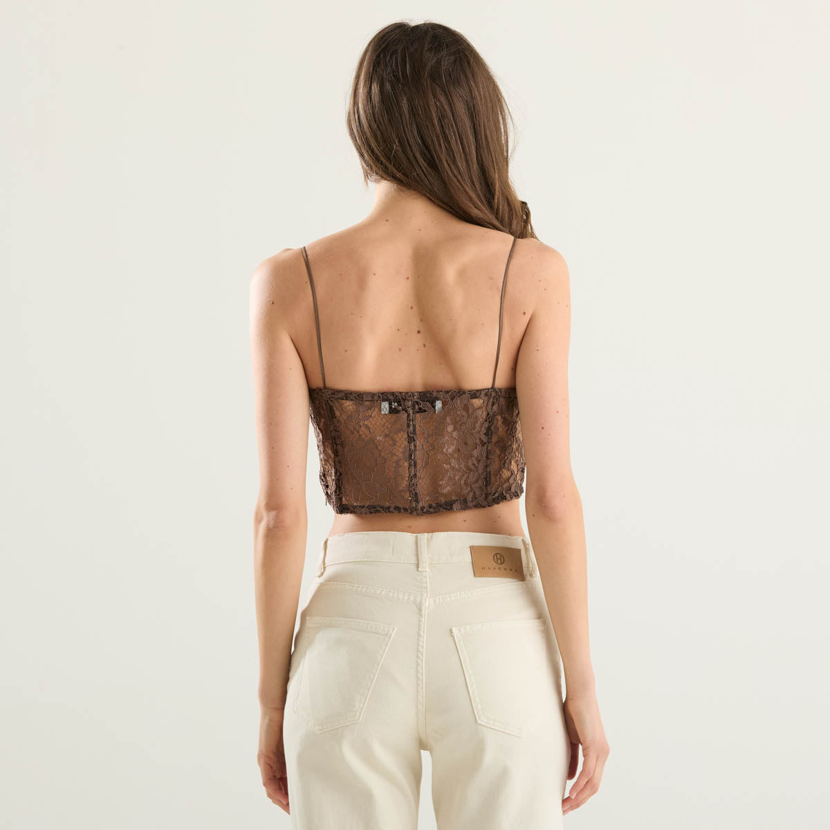 Haveone top in pizzo marrone