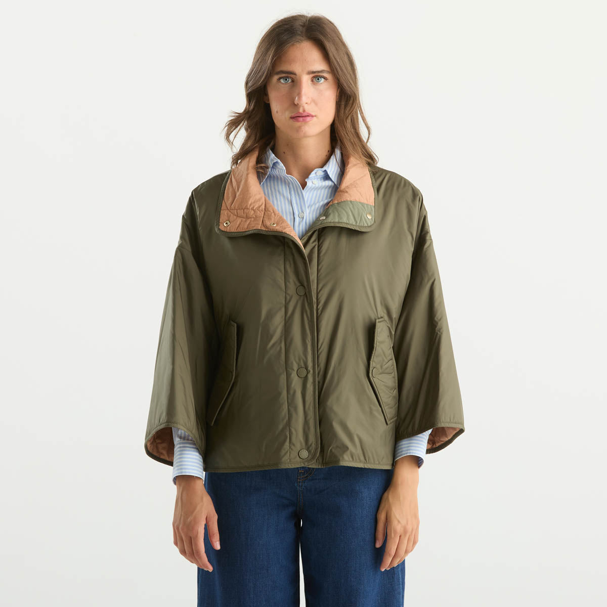 Maxmara giubbino reversibile verde e beige