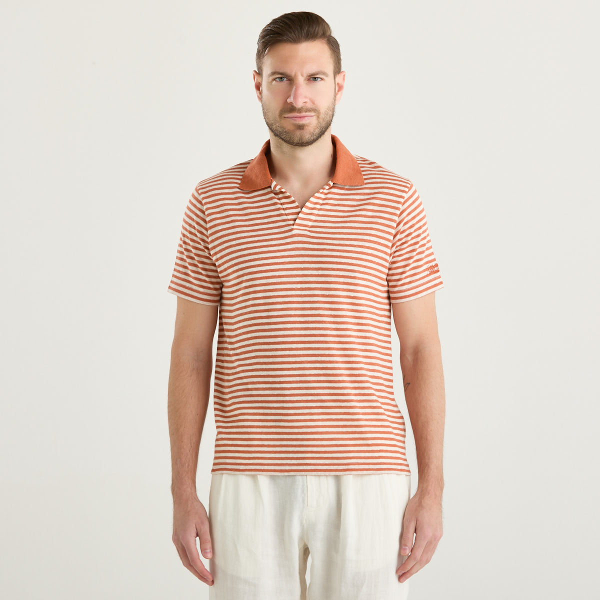 Mc2 Saint Barth polo a righe in cotone mattone