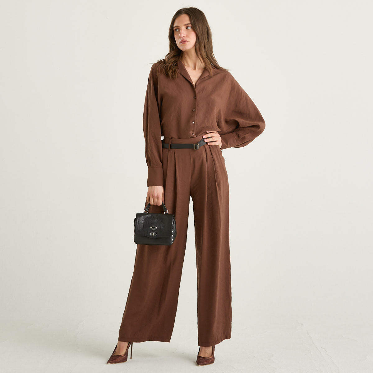 Philia Loft camicia in tessuto leggero marrone