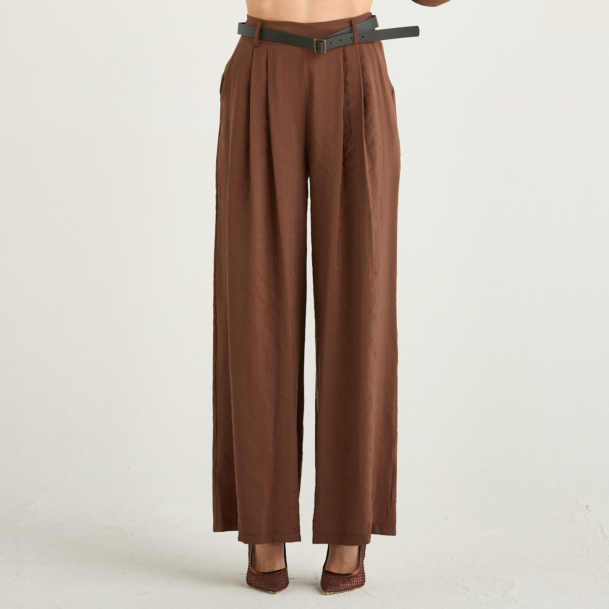 Philia Loft pantalone in tessuto leggero marrone