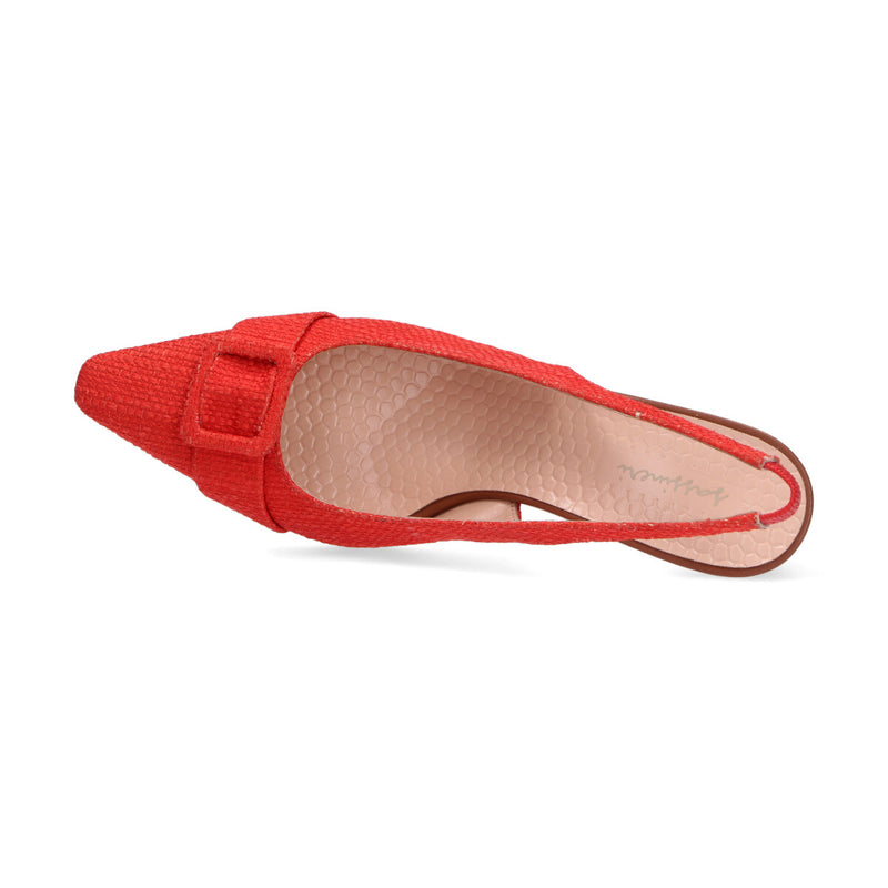 Sassineri scarpa a chanel tessuto rosso corallo