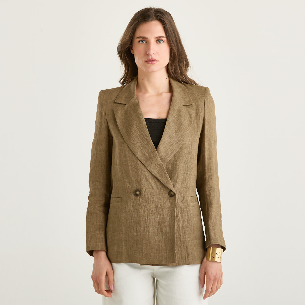Souvenir giacca doppiopetto in tessuto beige