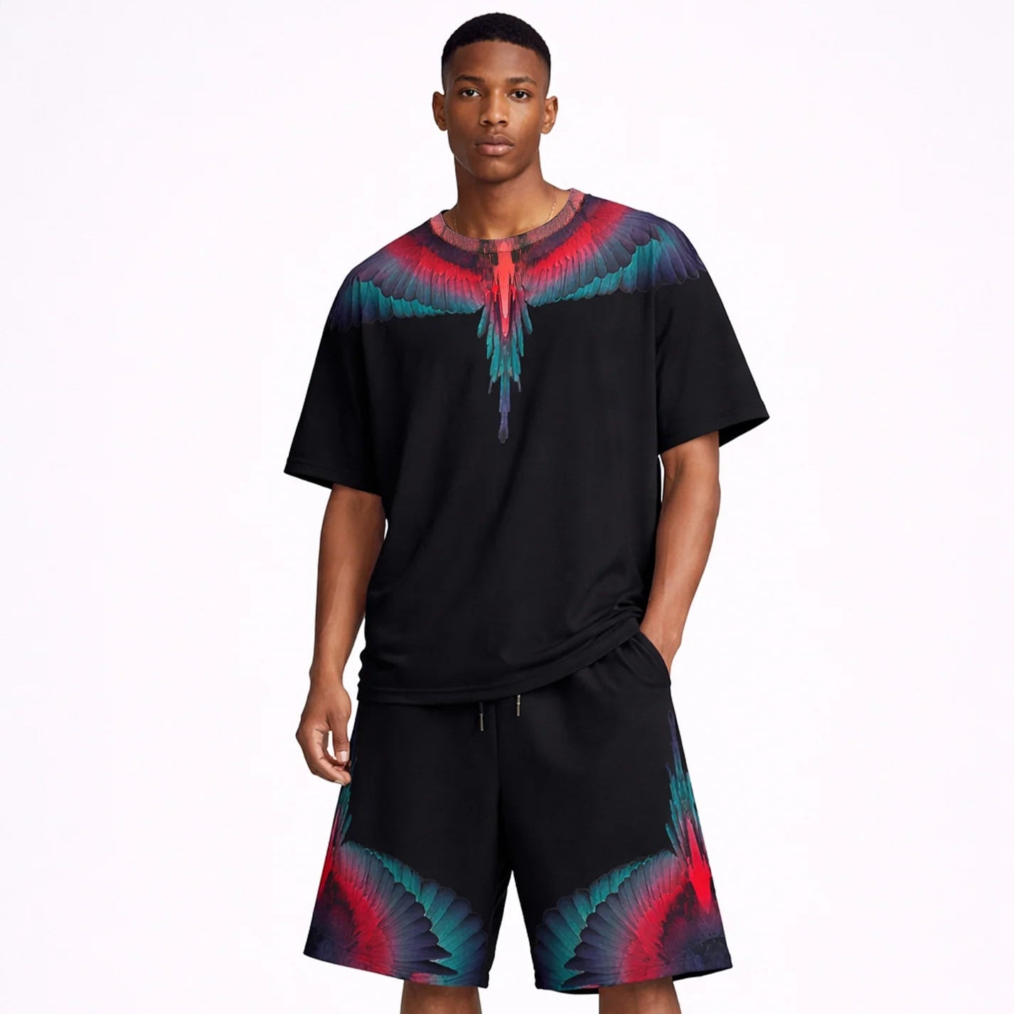 County of Milan t-shirt in cotone stampa con ali